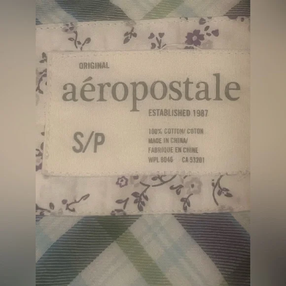 Aeropostale 2010 Green & Purple Y2K Western Long Sleeve Flannel Button Up Size S - Picture 14 of 16